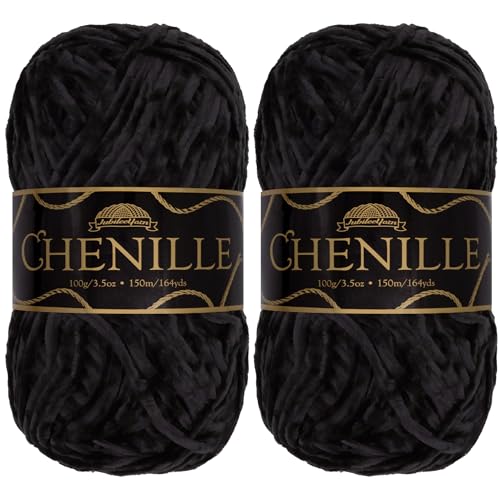 JubileeYarn Chenille-Garn, Kammgewicht, 100 g/Knäuel, 2 Knäuel, 199 Obsidian JubileeYarn Chenille-Garn, Kammgewicht, 100 g/Knäuel, 2 Knäuel, 199 Obsidian von BambooMN