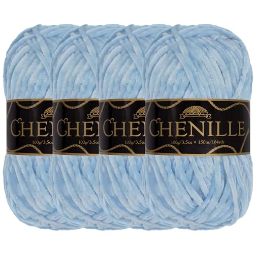 JubileeYarn Chenille-Garn, Kammgewicht, 100 g/Knäuel, 4 Knäuel, 116 Empyrean von BambooMN