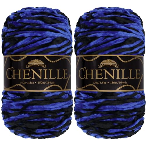 JubileeYarn Chenille-Garn, Kammgewicht, 100 g/Knäuel, Atlantis, 2 Knäuel von BambooMN