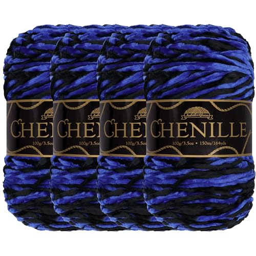 JubileeYarn Chenille-Garn, Kammgewicht, 100 g/Knäuel, Atlantis, 4 Knäuel von BambooMN