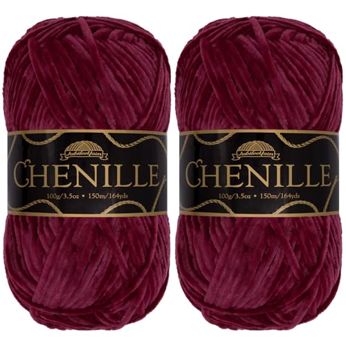 JubileeYarn Chenille-Garn, Kammgewicht, 100 g/Knäuel, Jaspis, 2 Knäuel von BambooMN