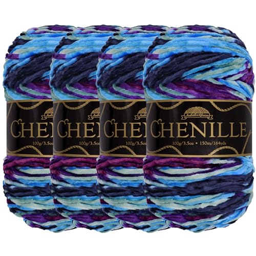 JubileeYarn Chenille-Garn, Kammgewicht, 100 g/Knäuel, Nibiru, 4 Knäuel JubileeYarn Chenille-Garn, Kammgewicht, 100 g/Knäuel, Nibiru, 4 Knäuel von BambooMN