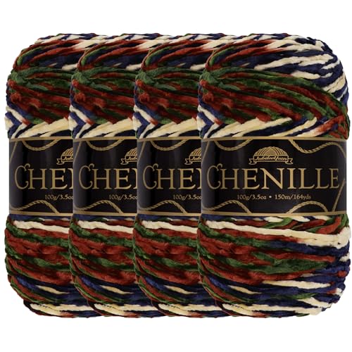 JubileeYarn Chenille-Garn, Kammgewicht, 100 g/Knäuel, Shangri-La, 4 Knäuel JubileeYarn Chenille-Garn, Kammgewicht, 100 g/Knäuel, Shangri-La, 4 Knäuel von BambooMN