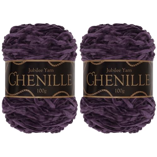 JubileeYarn Chenille-Garn, Kammgewicht, 100 g/Kuchen, Amethyst, 2 Kuchen von BambooMN