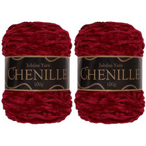 JubileeYarn Chenille-Garn, Kammgewicht, 100 g/Kuchen, Blaze, 2 Kuchen von BambooMN