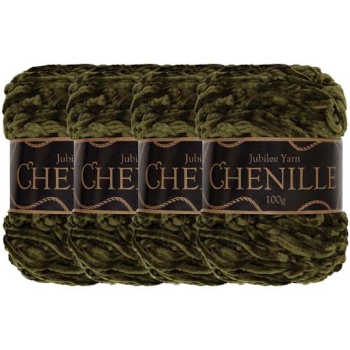 JubileeYarn Chenille-Garn, Kammgewicht, 100 g/Kuchen, Olivenöl, 4 Kuchen JubileeYarn Chenille-Garn, Kammgewicht, 100 g/Kuchen, Olivenöl, 4 Kuchen von BambooMN