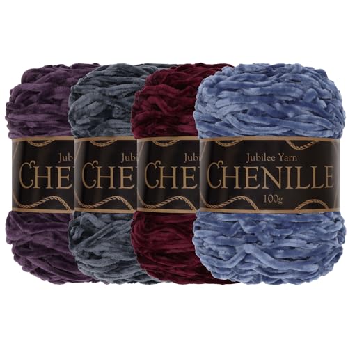 JubileeYarn Chenille-Garn, Kammgewicht, 100 g/Kuchen, Violetttöne, 4 Kuchen JubileeYarn Chenille-Garn, Kammgewicht, 100 g/Kuchen, Violetttöne, 4 Kuchen von BambooMN