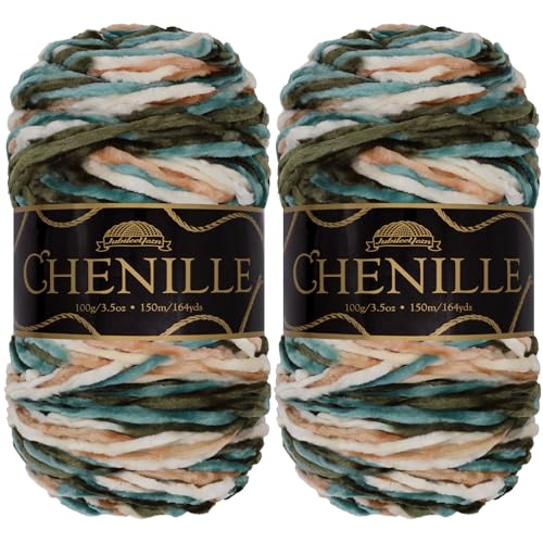 JubileeYarn Chenille-Garn – Kammgewicht – 100 g/Knäuel – Arcadia – 2 Knäuel von BambooMN