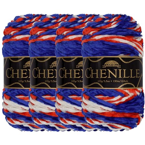 JubileeYarn Chenille-Garn – Kammgewicht – 100 g/Knäuel – Aztlán – 4 Knäuel von BambooMN