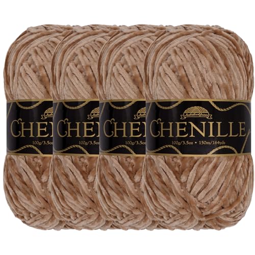 JubileeYarn Chenille-Garn – Kammgewicht – 100 g/Knäuel – Cannoli – 4 Knäuel JubileeYarn Chenille-Garn – Kammgewicht – 100 g/Knäuel – Cannoli – 4 Knäuel von BambooMN