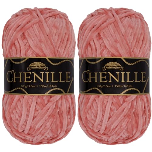 JubileeYarn Chenille-Garn – Kammgewicht – 100 g/Knäuel – Rhabarber-Torte – 2 Knäuel von BambooMN