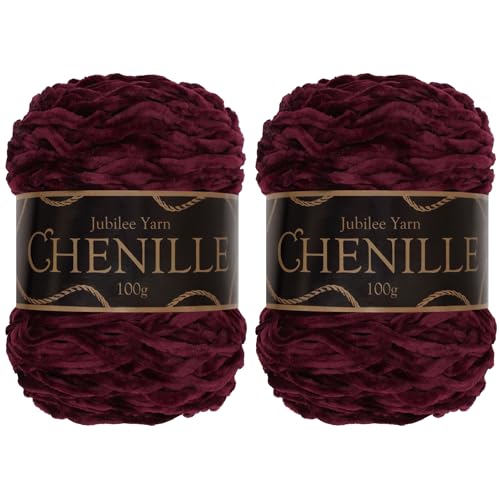 JubileeYarn Chenille-Garn – Kammgewicht – 100 g/Kuchen – Boysenberry – 2 Kuchen von BambooMN