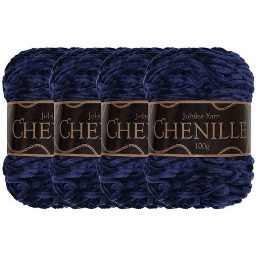 JubileeYarn Chenille-Garn – Kammgewicht – 100 g/Kuchen – Herz des Ozeans – 4 Kuchen von BambooMN