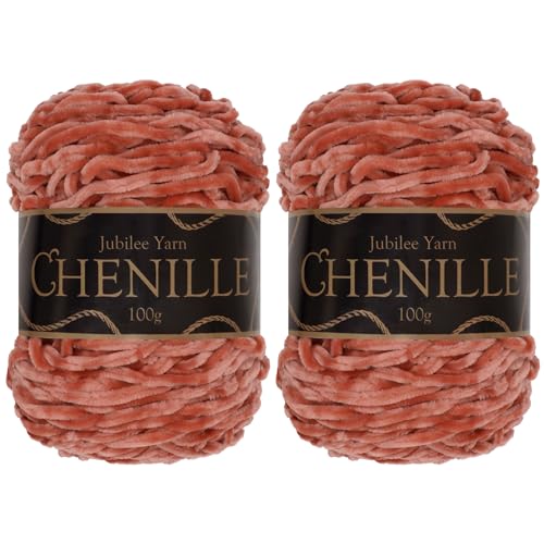 JubileeYarn Chenille-Garn – Kammgewicht – 100 g/Kuchen – Rosenquarz – 2 Kuchen von BambooMN