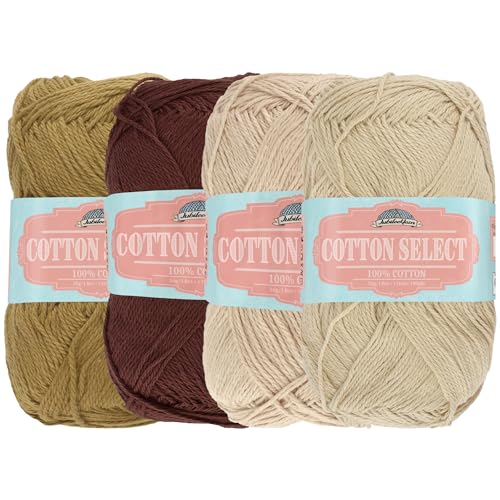 JubileeYarn Cotton Select Garn, Sportgewicht, 50 g/Knäuel, Inspirations-Sortiment 84, 4 Knäuel von BambooMN