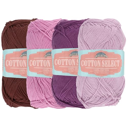JubileeYarn Cotton Select Garn, Sportgewicht, 50 g/Knäuel, Violetttöne, 4 Knäuel JubileeYarn Cotton Select Garn, Sportgewicht, 50 g/Knäuel, Violetttöne, 4 Knäuel von BambooMN