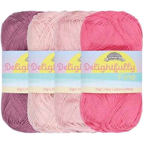 JubileeYarn herrlich feines Garn, 50 g/Knäuel, Spitzenbambus, Schattierungen von Rosa, 4 Knäuel JubileeYarn herrlich feines Garn, 50 g/Knäuel, Spitzenbambus, Schattierungen von Rosa, 4 Knäuel von BambooMN