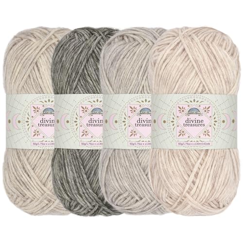 JubileeYarn Divine Treasures Garn, 50 g/Knäuel, feine Baumwoll-Acryl-Mischung, Grautöne, 4 Knäuel von BambooMN