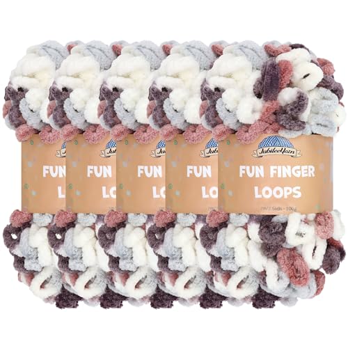 JubileeYarn Fun Finger Loops Garn – Polyester Jumbo Loop Garn – 100 g/Knäuel – Hermes – 5 Knäuel von BambooMN