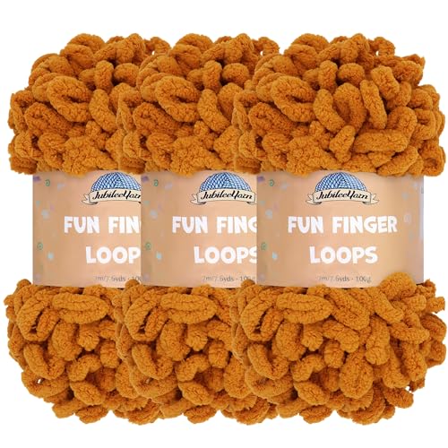 JubileeYarn Fun Finger Loops Garn – Polyester Jumbo Weight Loop Garn – 100g/Knäuel – Chocolatier – 3 Knäuel von BambooMN