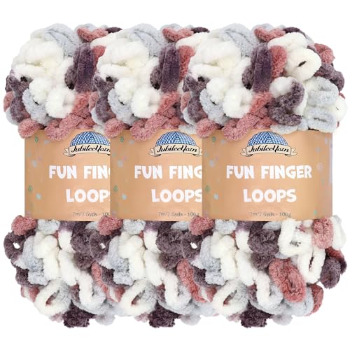 JubileeYarn Fun Fingering Loops Garn - Fingerstrickgarn - 100% Polyester - Hermes - 3 Knäuel von BambooMN