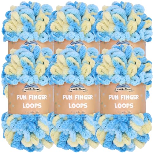 JubileeYarn Fun Fingerschlaufen-Garn, 100 g/Knäuel, Jumbo-Polyester, 6 Knäuel von BambooMN