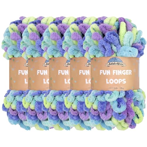 JubileeYarn Fun Fingerschlaufen-Garn, 100 g/Knäuel, Jumbo-Polyester, Ersa, 5 Knäuel von BambooMN