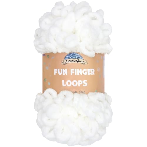 JubileeYarn Fun Fingerschlaufen-Garn, 100 g/Knäuel, Jumbo-Polyester, Weiß, 1 Knäuel von BambooMN