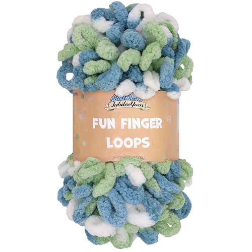 JubileeYarn Fun Fingerschlaufen-Garn, 100 g/Knäuel, Jumbo-Polyester, mehrfarbig, Blaugrün, 1 Knäuel von BambooMN