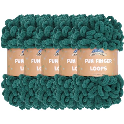 JubileeYarn Fun Fingerschlaufen-Garn, Jumbo-Polyester, 100 g/Knäuel, Jade, 5 Knäuel von BambooMN