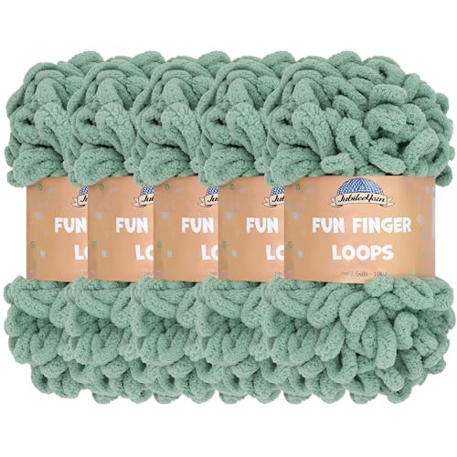 JubileeYarn Fun Fingerschlaufen-Garn, Jumbo-Polyester, 100 g/Knäuel, Jäger, 5 Knäuel von BambooMN