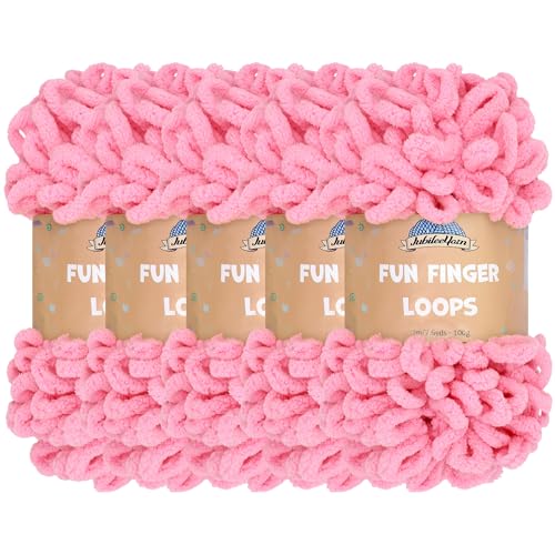 JubileeYarn Fun Fingerschlaufen-Garn, Jumbo-Polyester, 100 g/Knäuel, Tickled Pink, 5 Knäuel JubileeYarn Fun Fingerschlaufen-Garn, Jumbo-Polyester, 100 g/Knäuel, Tickled Pink, 5 Knäuel von BambooMN