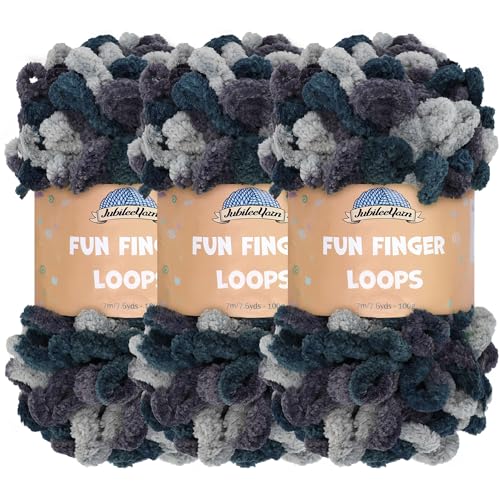 JubileeYarn Fun Fingerschlaufen-Garn, Jumbo-Polyester, Team-Geist-Farben, 100 g/Knäuel, Grün, Schwarz, Silber, 3 Knäuel JubileeYarn Fun Fingerschlaufen-Garn, Jumbo-Polyester, Team-Geist-Farben, 100 g/Knäuel, Grün, Schwarz, Silber, 3 Knäuel von BambooMN