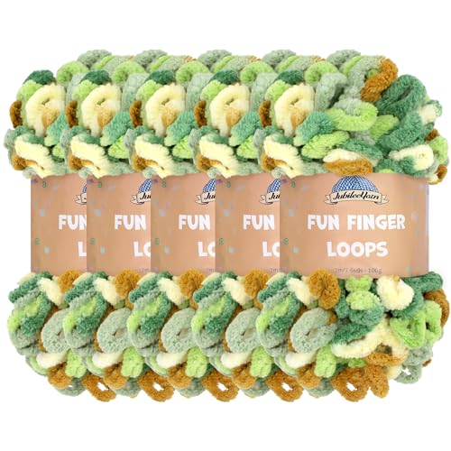 JubileeYarn Fun Fingerschlaufen-Garn, Polyester, Jumbo-Gewicht, 100 g/Knäuel, Auxo, 5 Knäuel von BambooMN