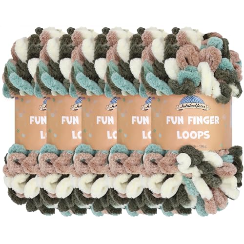 JubileeYarn Fun Fingerschlaufen-Garn, Polyester, Jumbo-Gewicht, 100 g/Knäuel, Demeter, 5 Knäuel von BambooMN