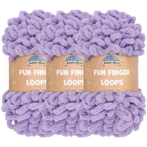 JubileeYarn Fun Fingerschlaufen-Garn, Polyester, Jumbo-Gewicht, 100 g/Knäuel, Lila, 3 Knäuel von BambooMN