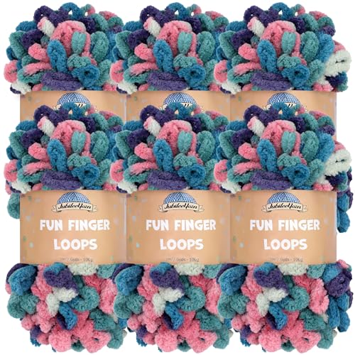 JubileeYarn Fun Fingerschlaufen-Garn, Polyester, Jumbo-Gewicht, 100 g/Knäuel, Luchs, 6 Knäuel von BambooMN