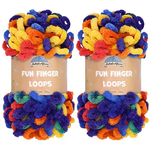 JubileeYarn Fun Fingerschlaufen-Garn – Polyester Jumbo Weight Loop Garn – 100 g/Knäuel – Kreis – 2 Knäuel von BambooMN