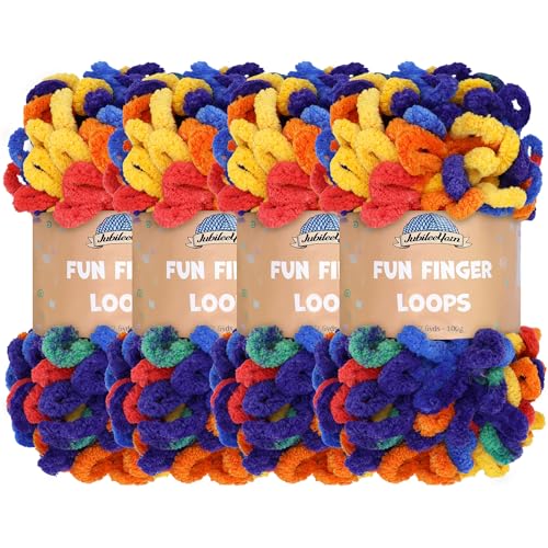 JubileeYarn Fun Fingerschlaufen-Garn – Polyester Jumbo Weight Loop Garn – 100 g/Knäuel – Kreis – 4 Knäuel von BambooMN