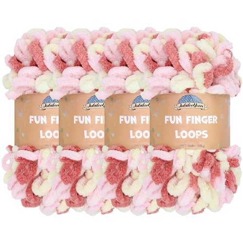JubileeYarn Fun Fingerschlaufen-Garn – Polyester Jumbo Weight Loop Garn – 100g/Knäuel – Athena – 4 Knäuel von BambooMN