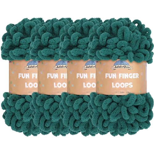 JubileeYarn Fun Fingerschlaufen-Garn – Polyester Jumbo Weight Loop Garn – 100g/Knäuel – Jade – 4 Knäuel von BambooMN