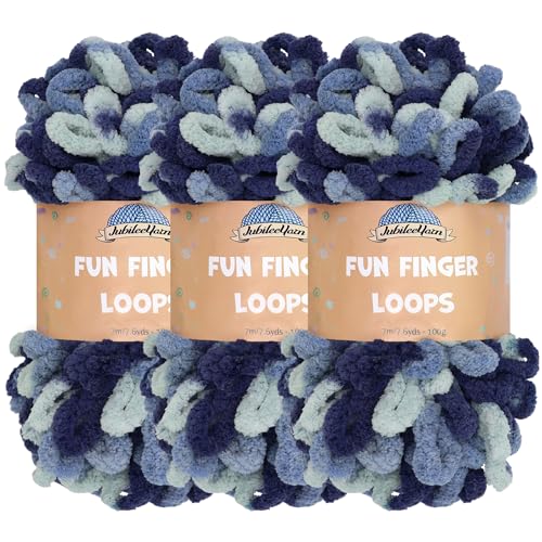 JubileeYarn Fun Fingerschlaufen-Garn – Polyester Jumbo Weight Loop Garn – 100g/Knäuel – Pegasus – 3 Knäuel von BambooMN
