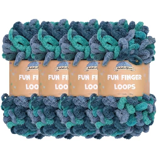JubileeYarn Fun Fingerschlaufen-Garn – Polyester Jumbo Weight Loop Garn – 100g/Knäuel – Poseidon – 4 Knäuel JubileeYarn Fun Fingerschlaufen-Garn – Polyester Jumbo Weight Loop Garn – 100g/Knäuel – Poseidon – 4 Knäuel von BambooMN