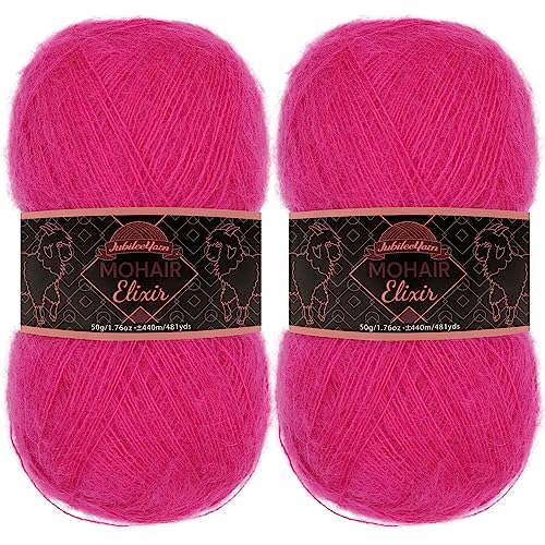 JubileeYarn Mohair-Elixier-Garn, 50 g/Knäuel, Baby-Wollmischung, Cherub's Cup, 2 Knäuel von BambooMN