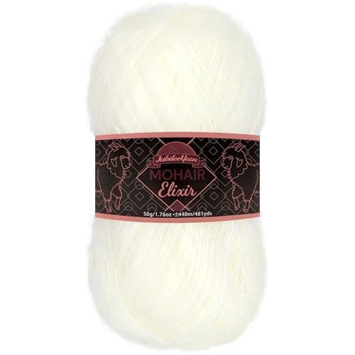 JubileeYarn Mohair Elixir Garn, 50 g/Knäuel, Babywollmischung, Piña Colada, 1 Knäuel von BambooMN