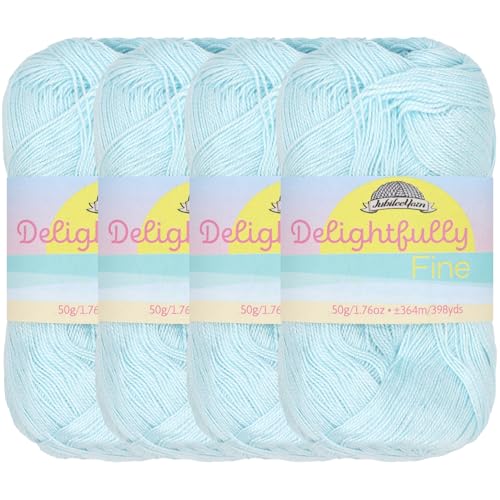 JubileeYarn herrlich feines Garn, 50 g/Knäuel, Bambusspitze, Hellblau, 4 Knäuel JubileeYarn herrlich feines Garn, 50 g/Knäuel, Bambusspitze, Hellblau, 4 Knäuel von BambooMN