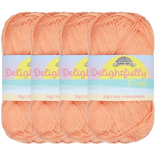 JubileeYarn herrlich feines Garn, 50 g/Knäuel, Spitzenbambus, Aprikose, 4 Knäuel von BambooMN