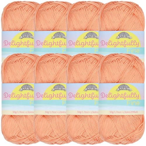 JubileeYarn herrlich feines Garn, 50 g/Knäuel, Spitzenbambus, Aprikose, 8 Knäuel von BambooMN