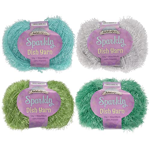 Scrubby Sparkle-Garn, 50 g pro Knäuel, 4 Knäuel, Grüntöne von BambooMN