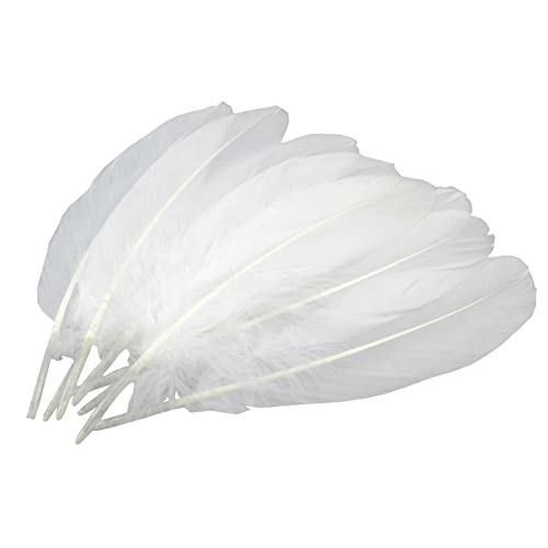 100 Stück 15,2-20,3 cm weiße natürliche Gänsefedern, Dekorationsmaterialien für DIY Blumen Flügel Kunsthandwerk Hochzeit Party Kleidung Tasche Traumfänger Federball von Bamboopack